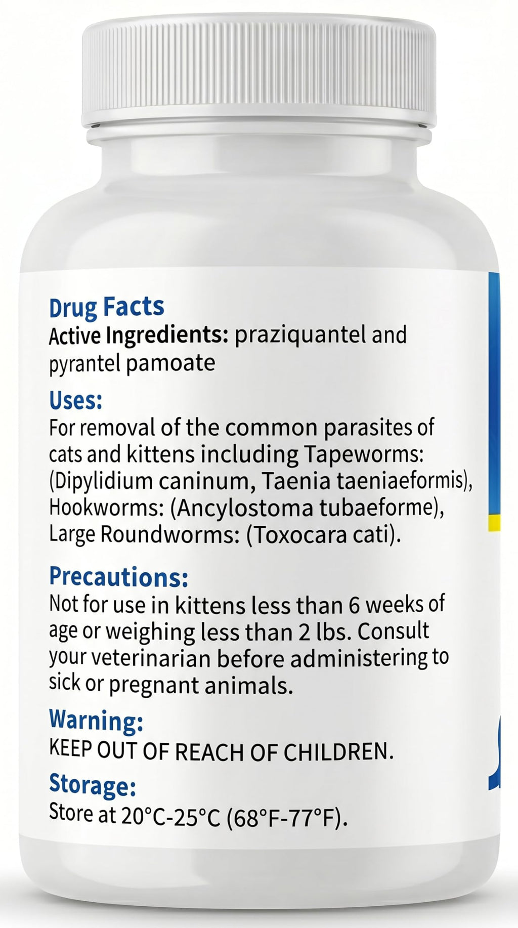 Broad Spectrum Dewormer Tablets for Cats and Kittens, 100 Tablets M91939