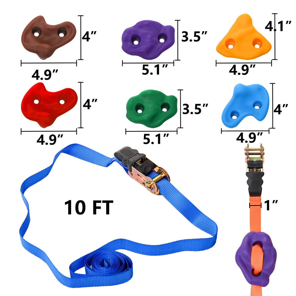 18 Pcs Tree Climbing Holds with 6 Ratchet Straps H141250
