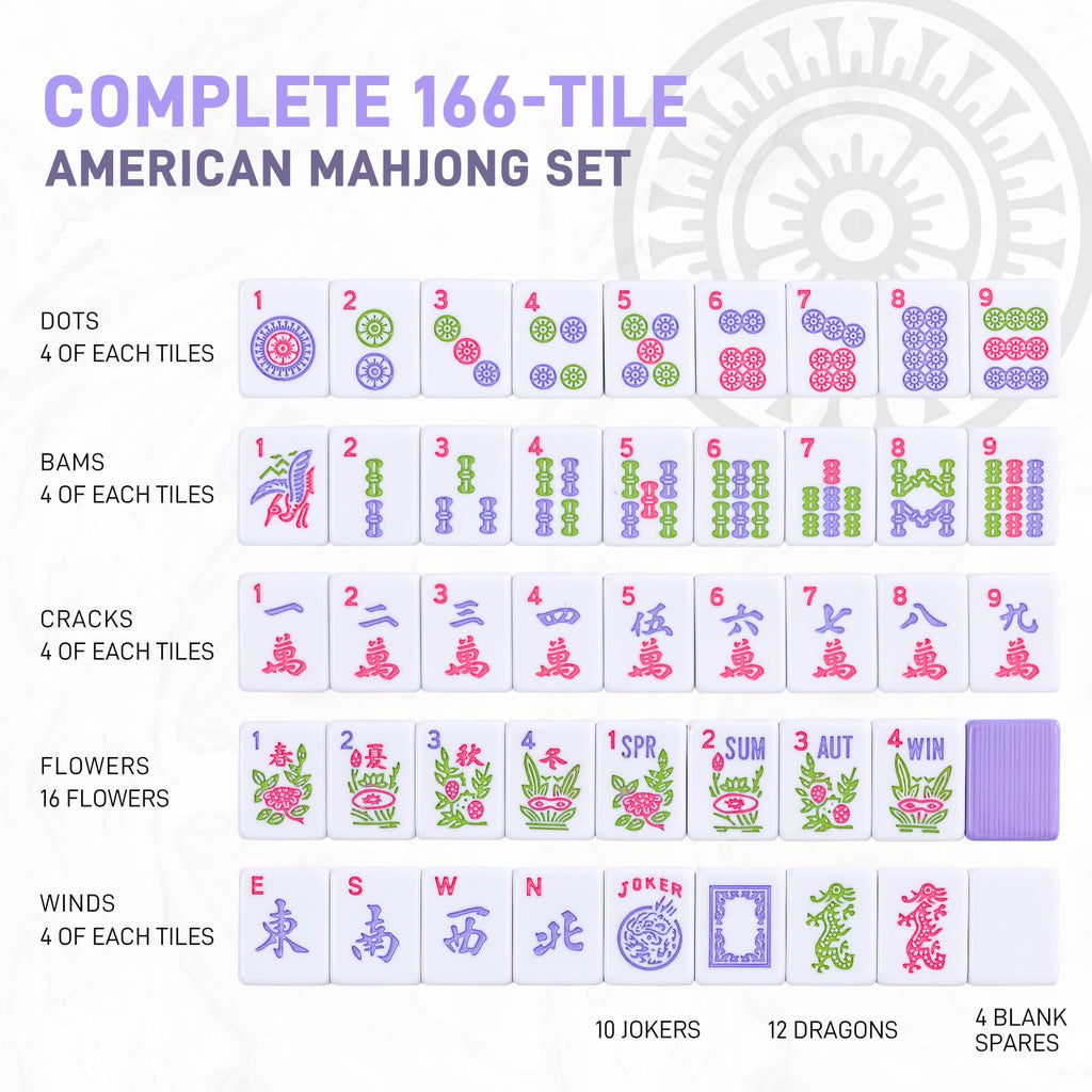 Purple 166 Tile Mahjong Set with Racks and Bag U28261