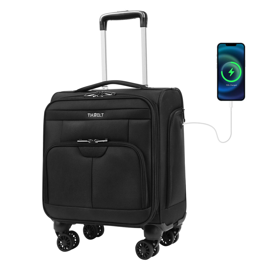 16 Inch Underseat Carry on Luggage with Wheels Black U34455