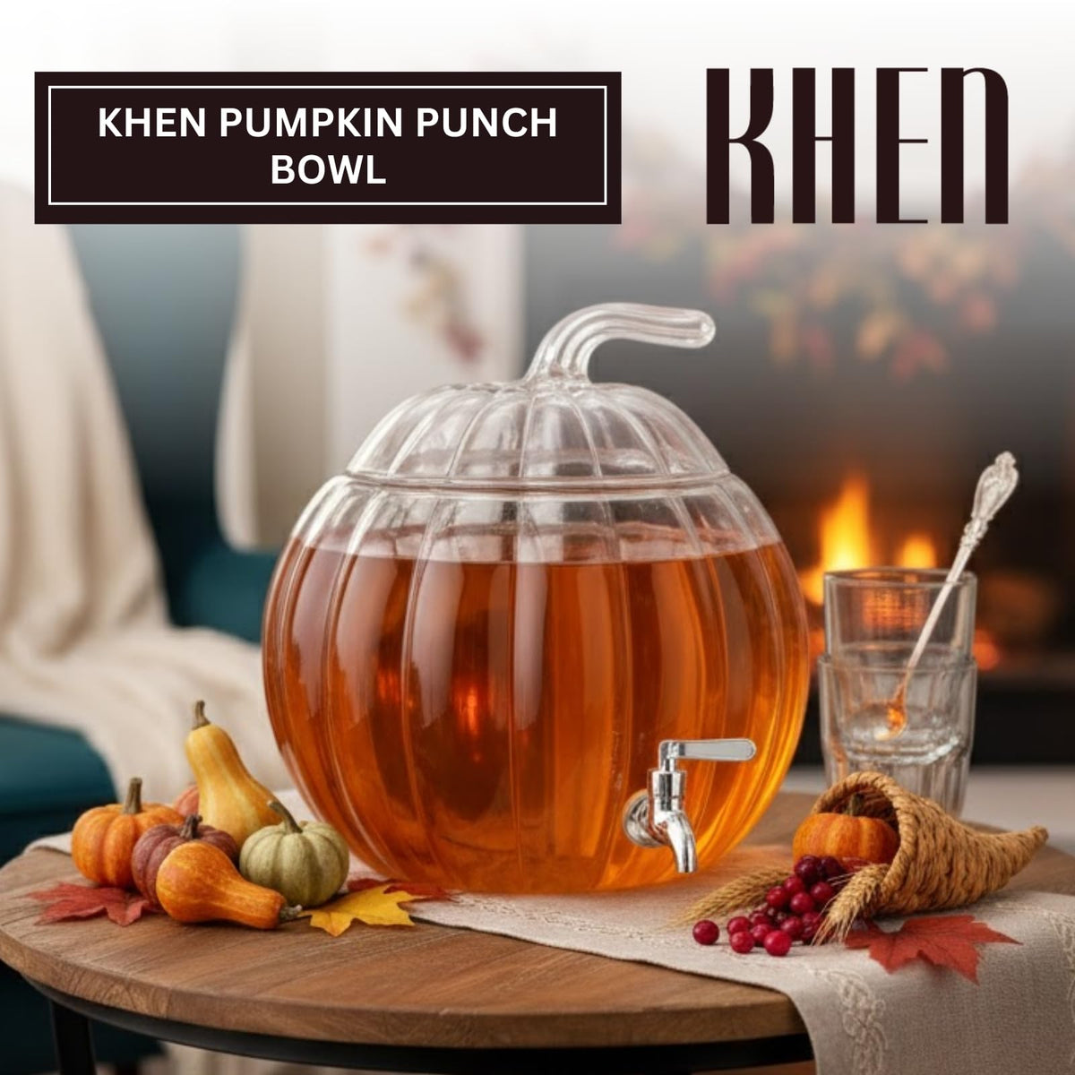 Glass Pumpkin Drink Dispenser 2 Gallon S56096