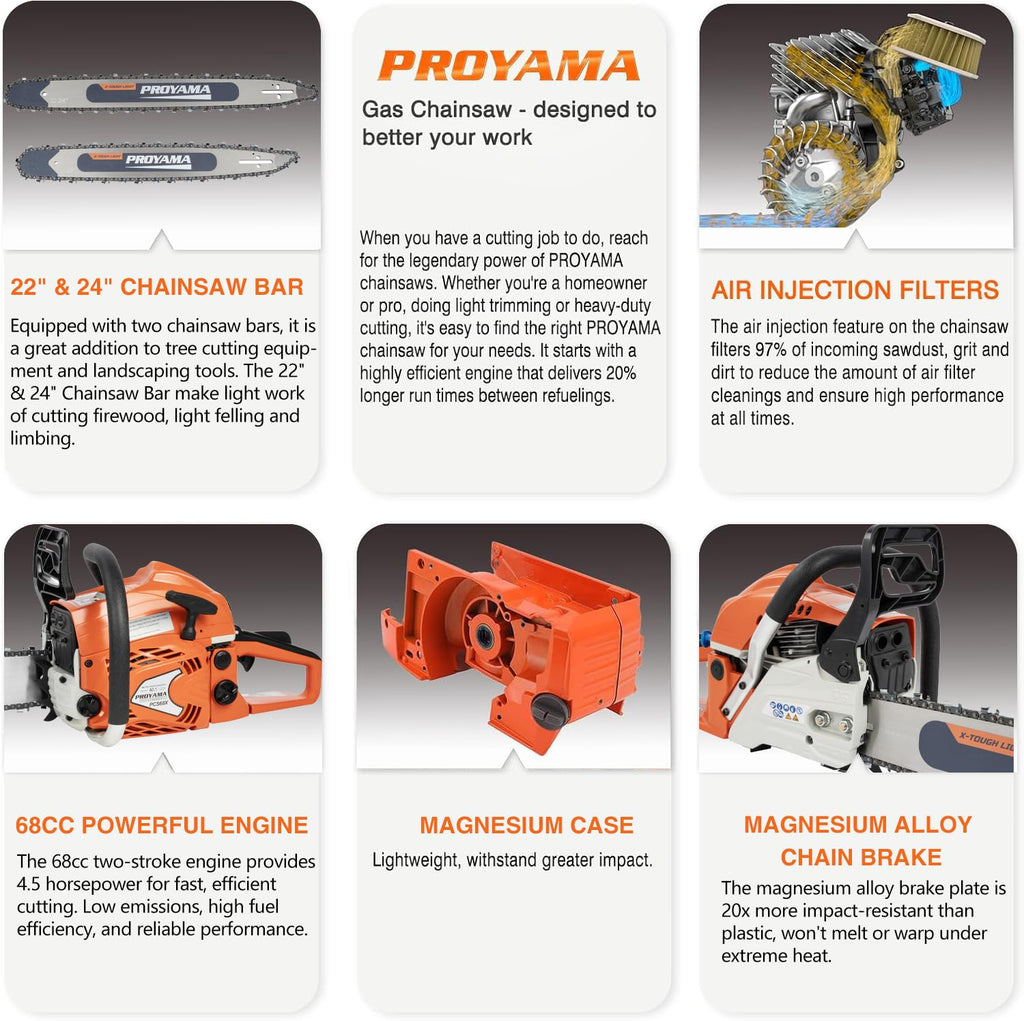 68cc Gas Powered Chainsaw F494690