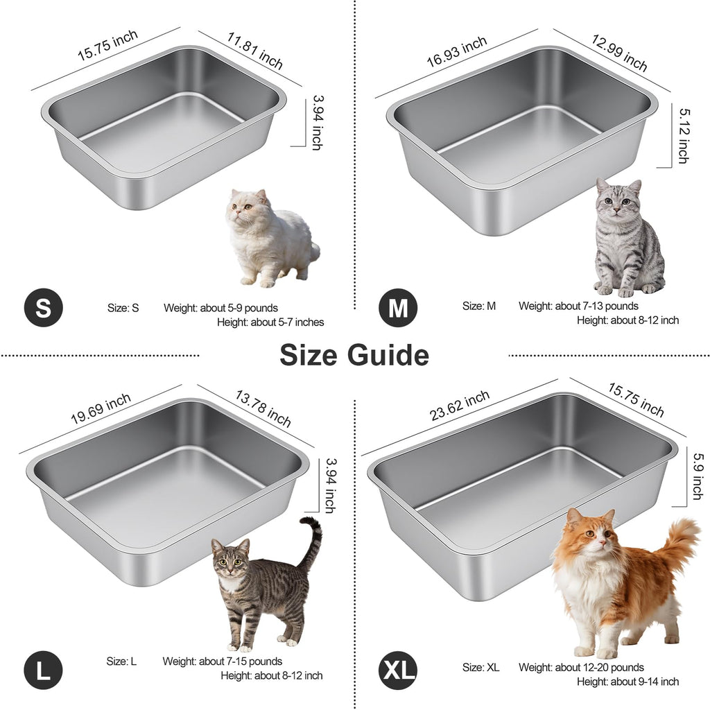 X-Large High Sided Stainless Steel Cat Litter Box I59967