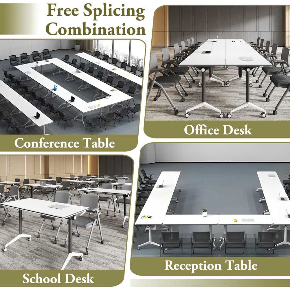 Foldable Mobile Seminar Table with Locking Casters, 8 Pack V33607
