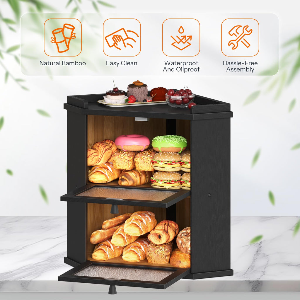 2-Tier Bamboo Bread Box R901