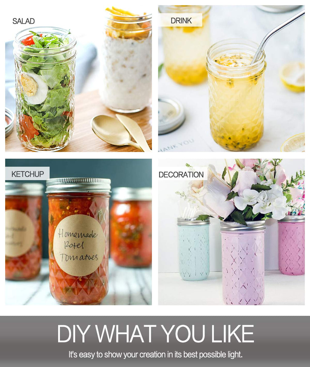 22 oz Wide Mouth Mason Jars with Lids and Bands W53098