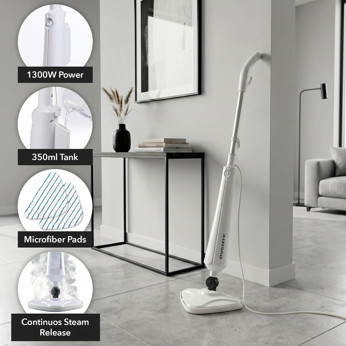 White Electric Steam Mop Cleaner F113959