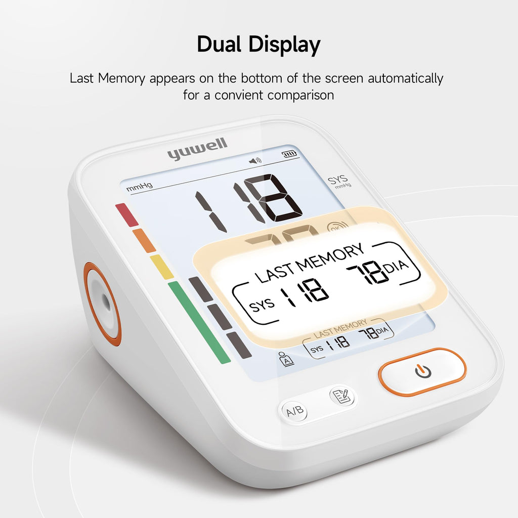 Upper Arm Blood Pressure Monitor with Adjustable Arm Cuff and Backlit Display U600