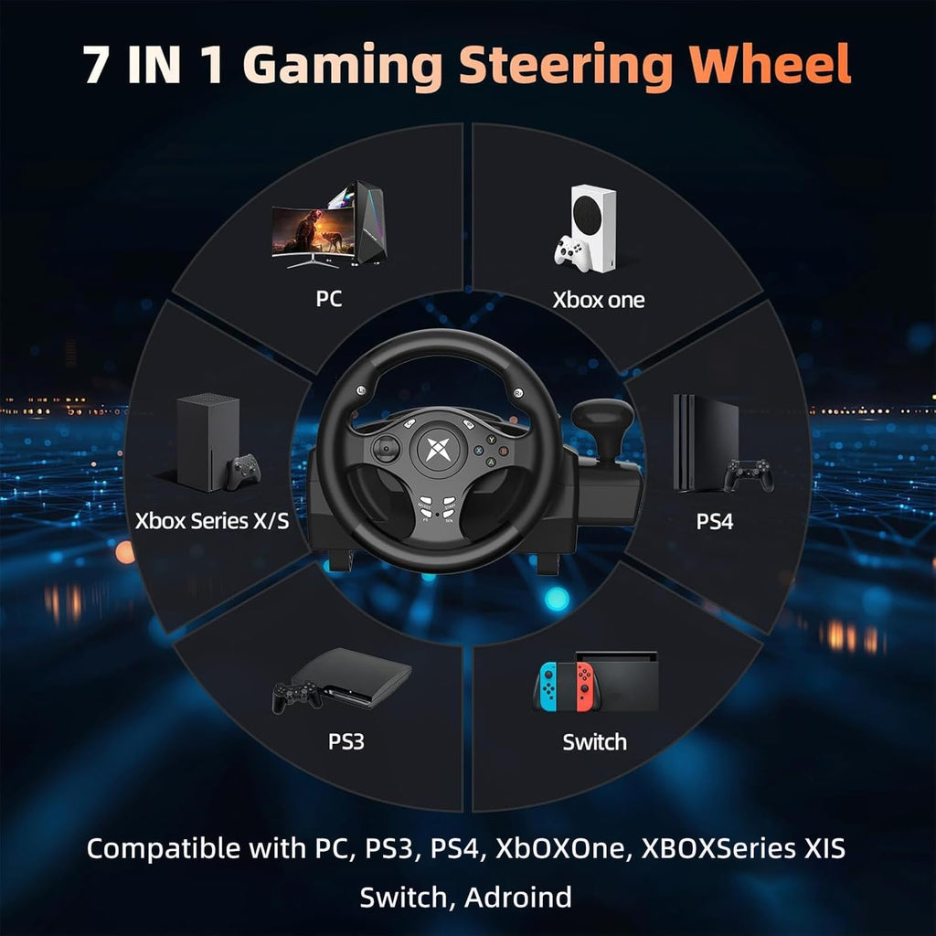 Gaming Steering Wheel with Pedals V99389