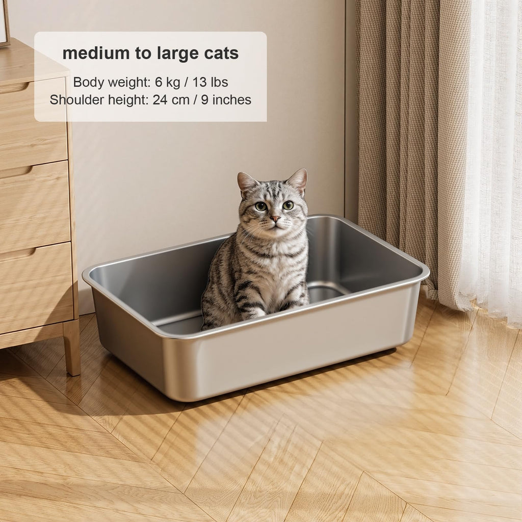 X-Large High Sided Stainless Steel Cat Litter Box I59967