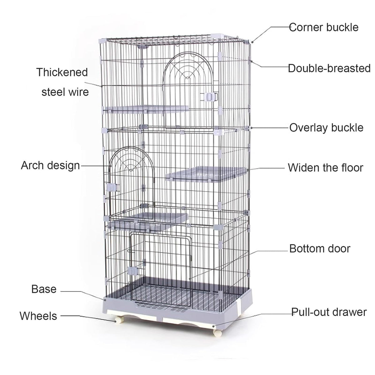 Foldable 4 Tier Large Detachable Cat Cage with Hammock E886