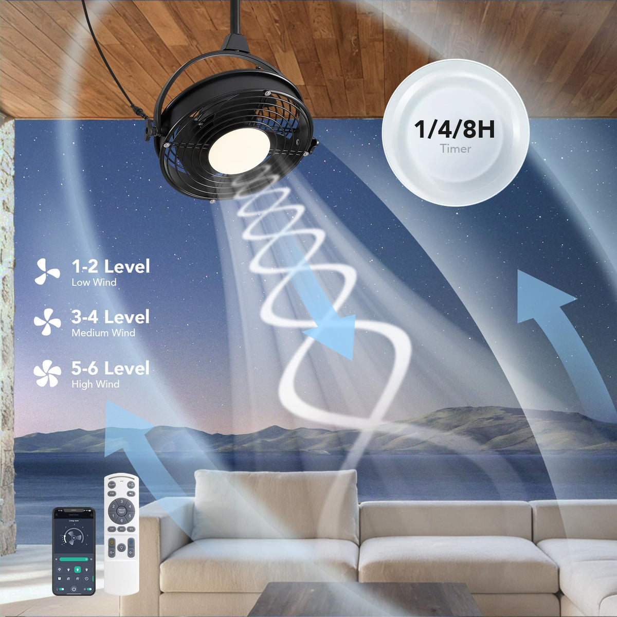20" Outdoor Ceiling Fan with Lights M860
