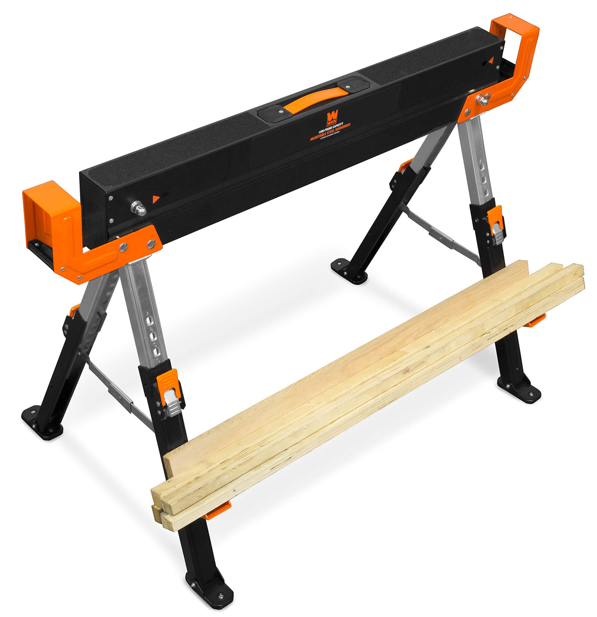 Steel Saw Horse Set, 1300-Pound Capacity, Height Adjustable, Two Pack S411635