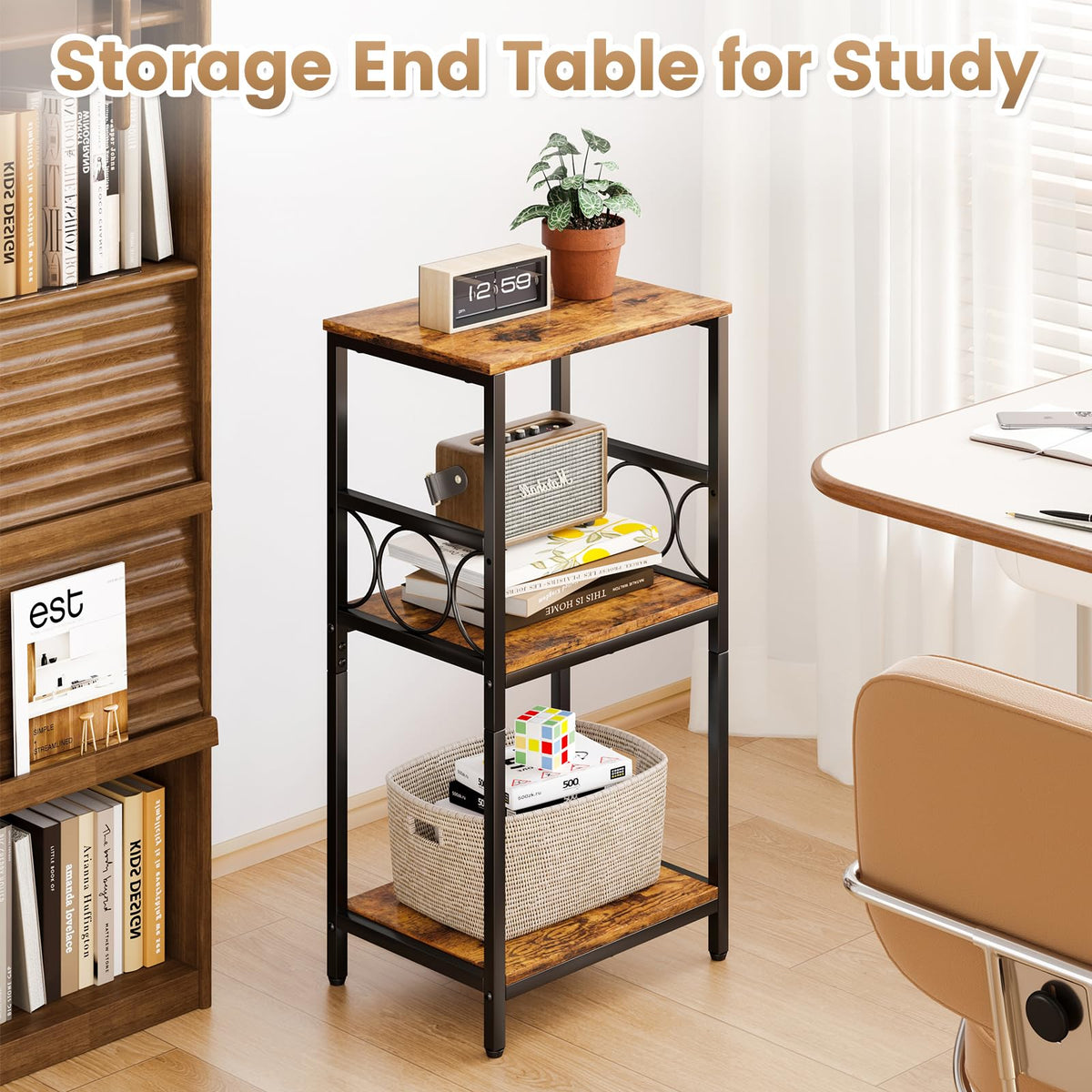 3-Tier Side Table with Adjustable Shelf C9408