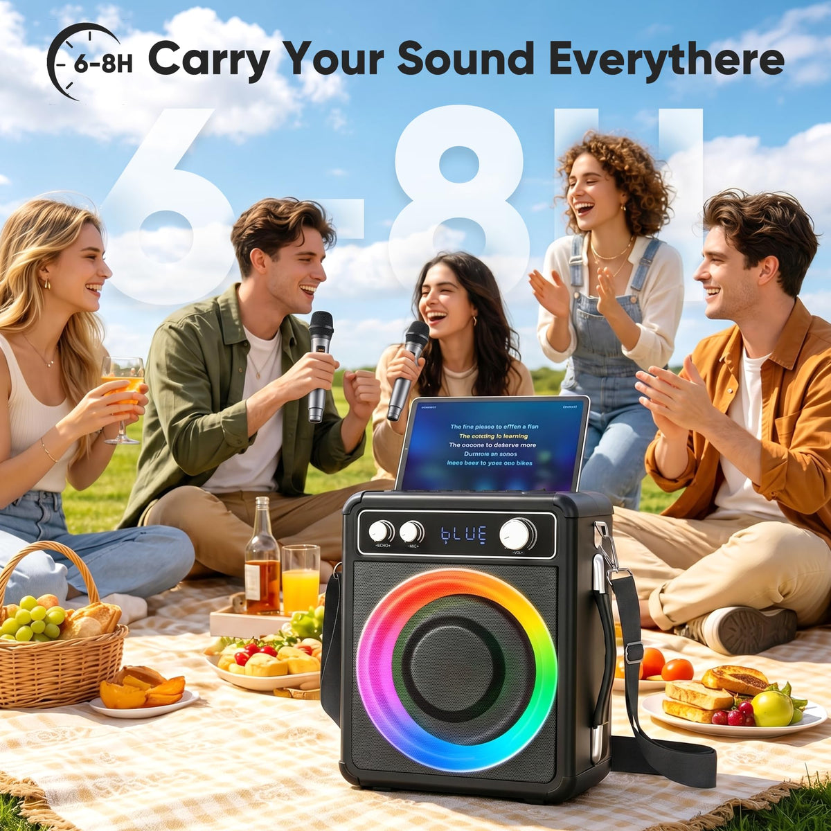 Karaoke Machine with 2 Wireless Mics X586