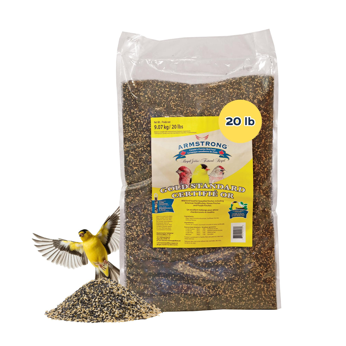 20 Pounds Bird Food with Nyjer Seeds and Sunflower Kernels K3744
