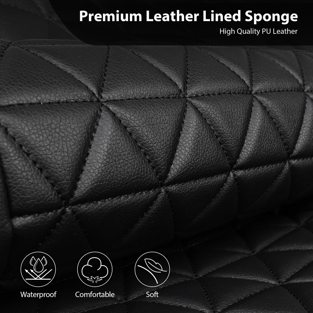 Black Leather Car Seat Covers Full Set D65196