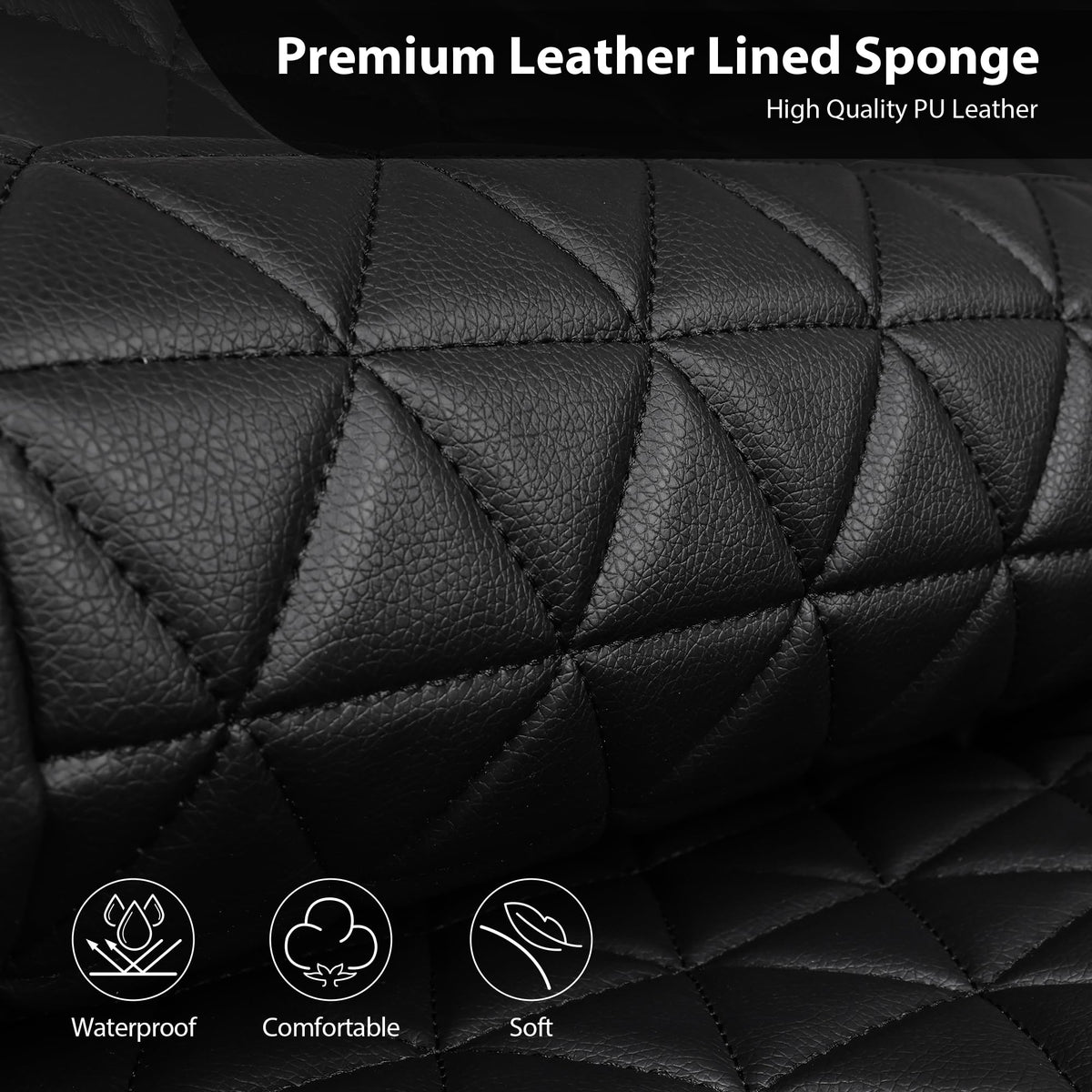 Black Leather Car Seat Covers Full Set D65196