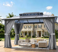 10'x12' Hardtop Aluminum Gazebo with Polycarbonate Roof, Curtains and Netting W1737