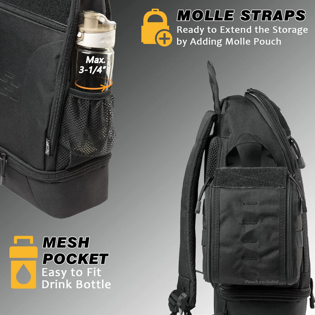 Black Compact Tactical Pet Backpack with Insulated Pocket S97278