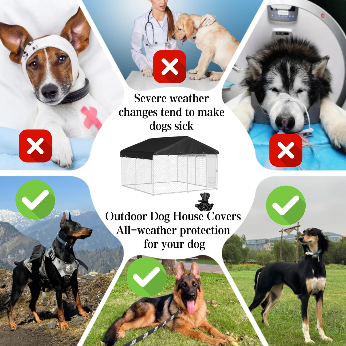 Waterproof Oxford Fabric Outdoor Kennel Cover P8347