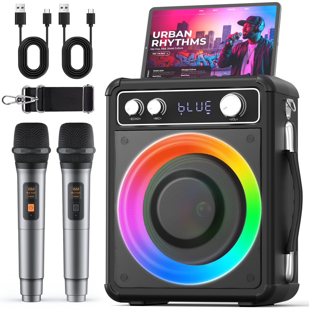 Karaoke Machine with 2 Wireless Mics X586