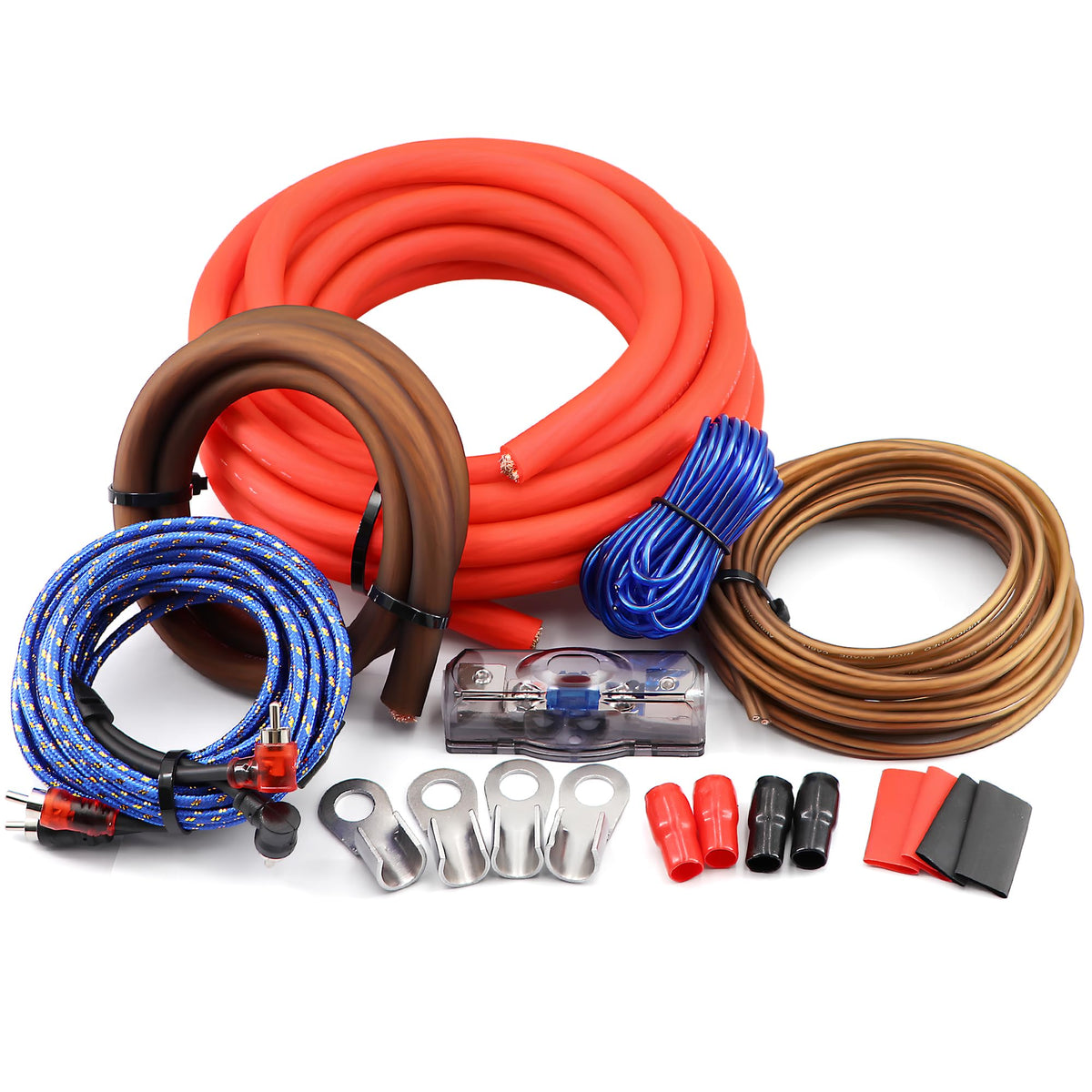 0 Gauge 3000 Watt Amp Wiring Kit with Power RCA Speaker Wire F191