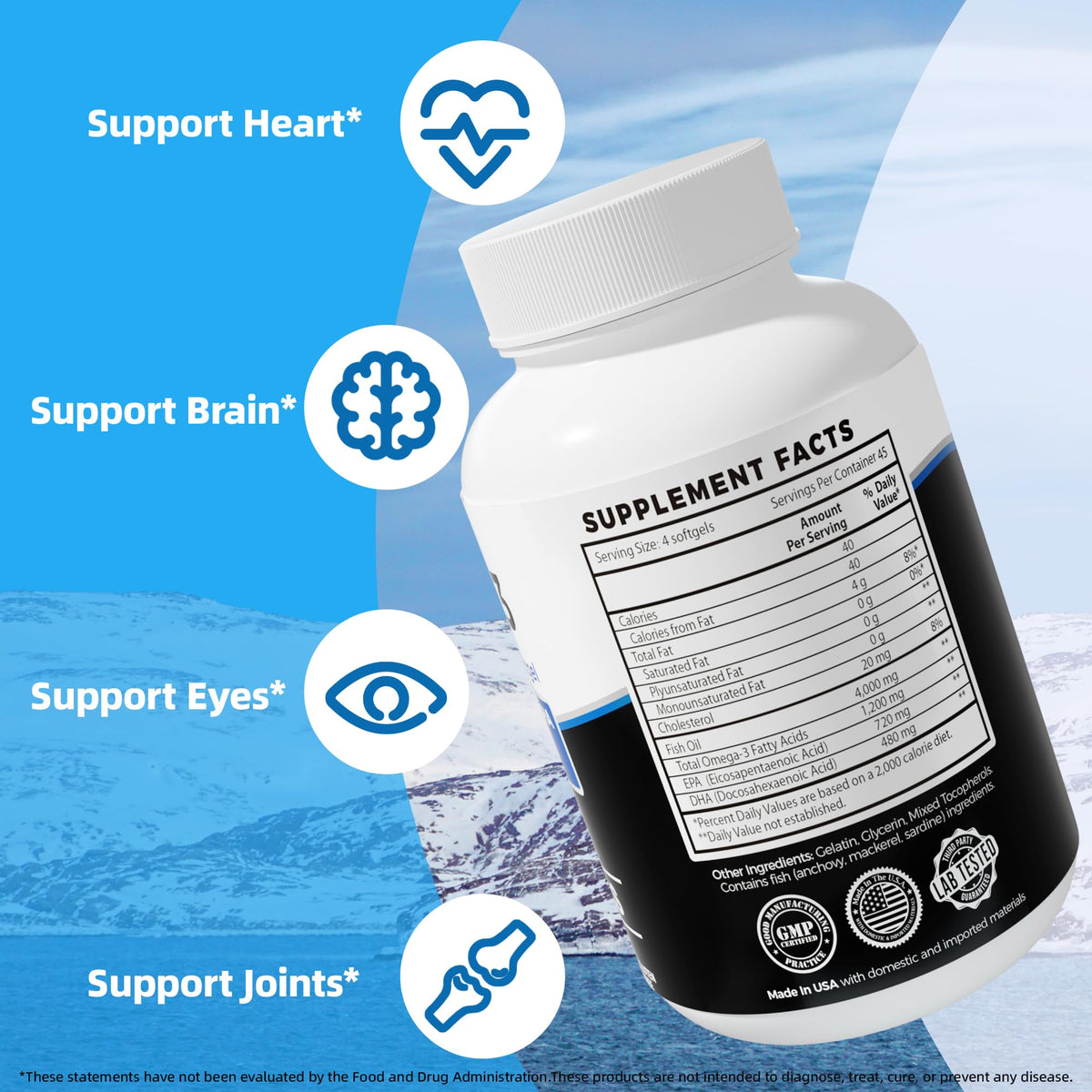 Omega 3 Fish Oil 4000mg 180 Softgels EPA & DHA F670030