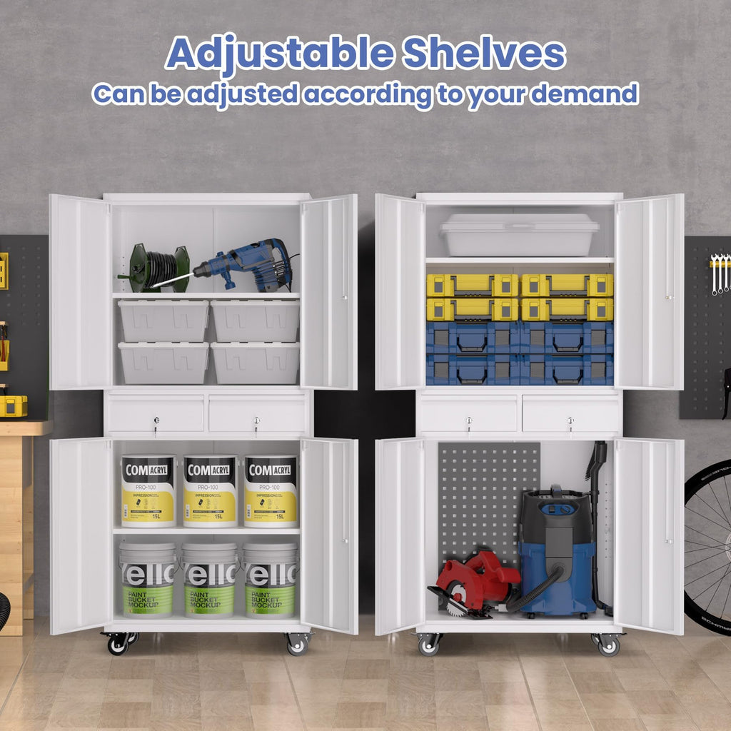 72” Rolling Metal Storage Cabinet with Locking Doors & 2 Drawers W388519