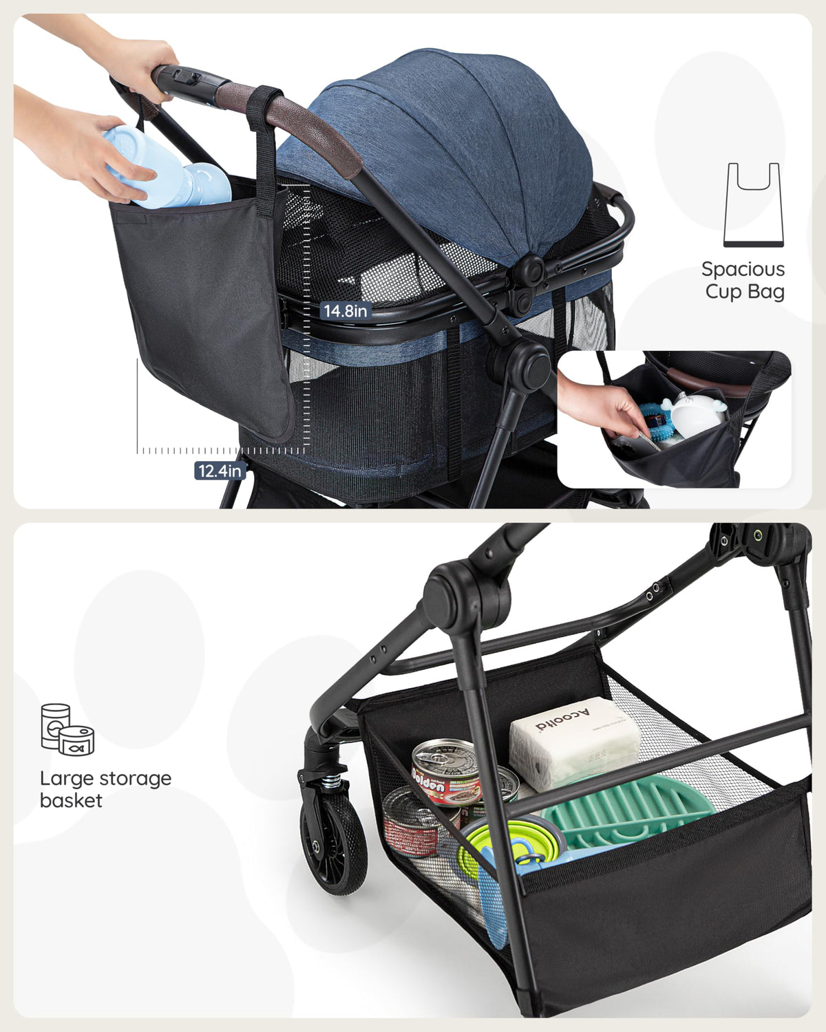 Foldable Pet Stroller with Detachable Carrier X560