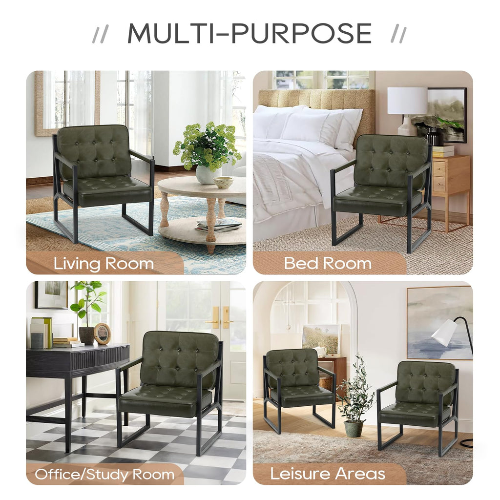 Green Leather Accent Chair Set of 2 F296844