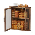 2-Tier Acacia Wood Bread Box with Window J88422