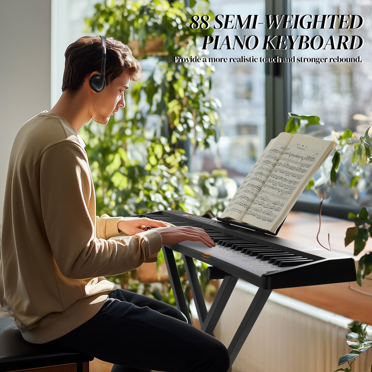 88 Key Foldable Electronic Keyboard Piano with Stand B748651