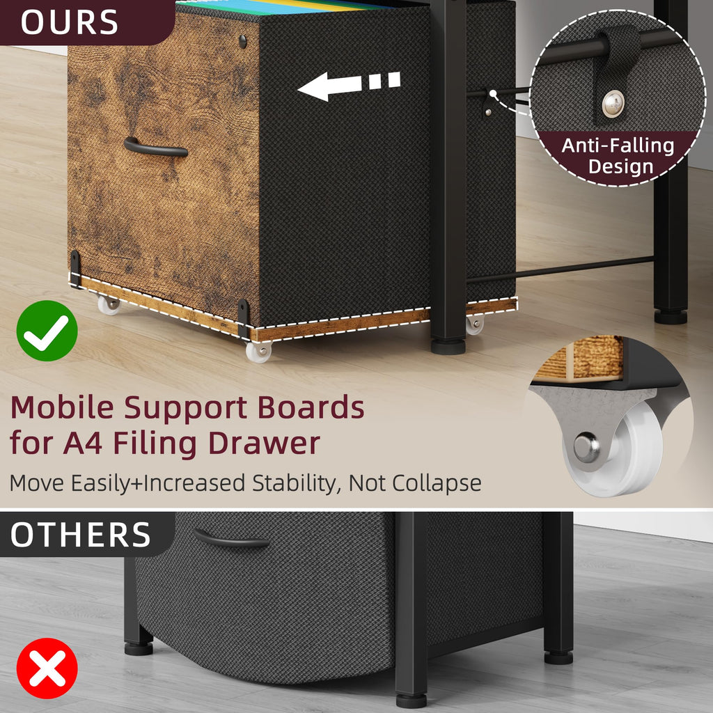 File Cabinet with 2 Fabric Drawers and Printer Stand P1101