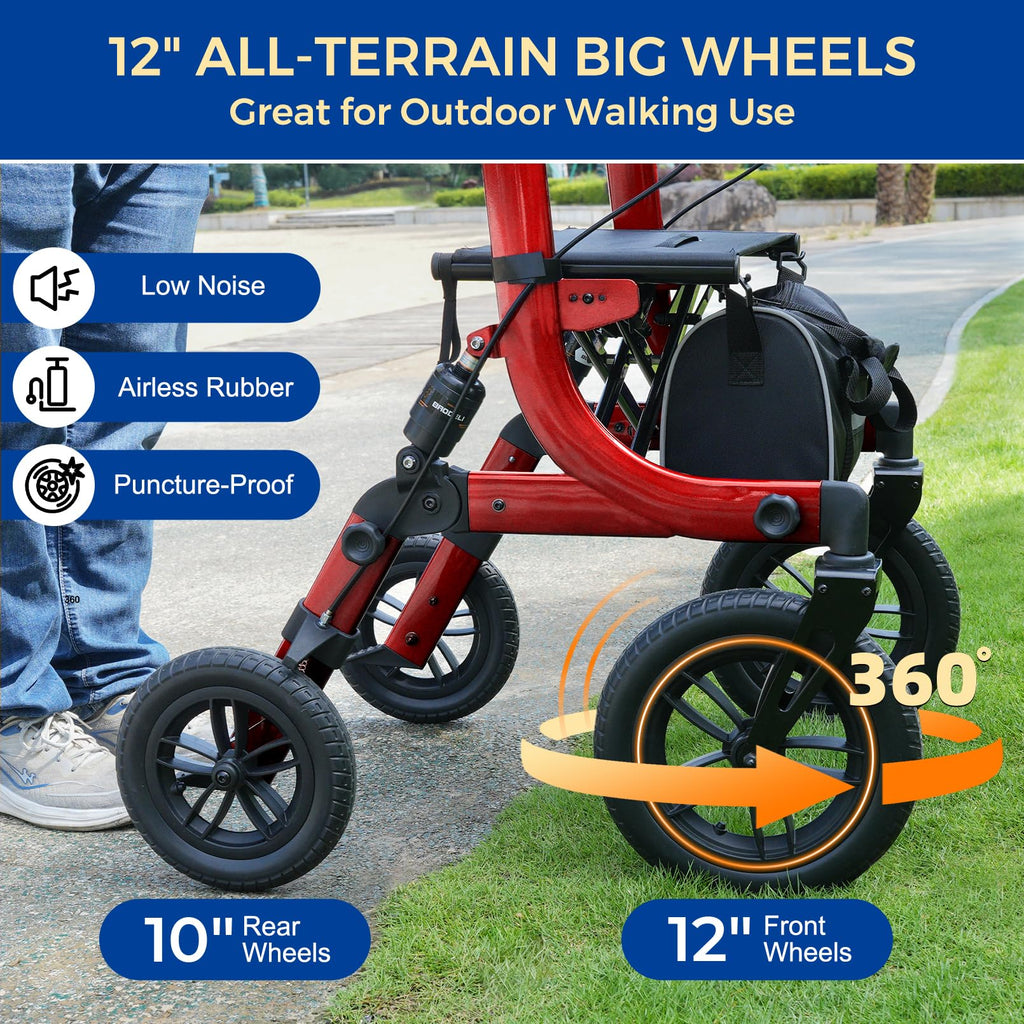 Outdoor Rollator Walkers with 12" Front Wheels P9488
