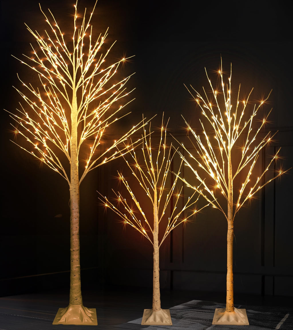 Light up Birch Tree 3 Pack Pre lit Christmas Tree A970