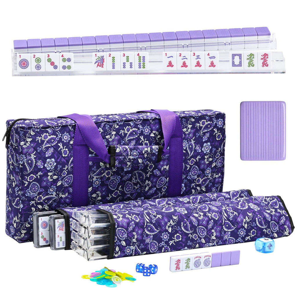 Purple 166 Tile Mahjong Set with Racks and Bag U28261