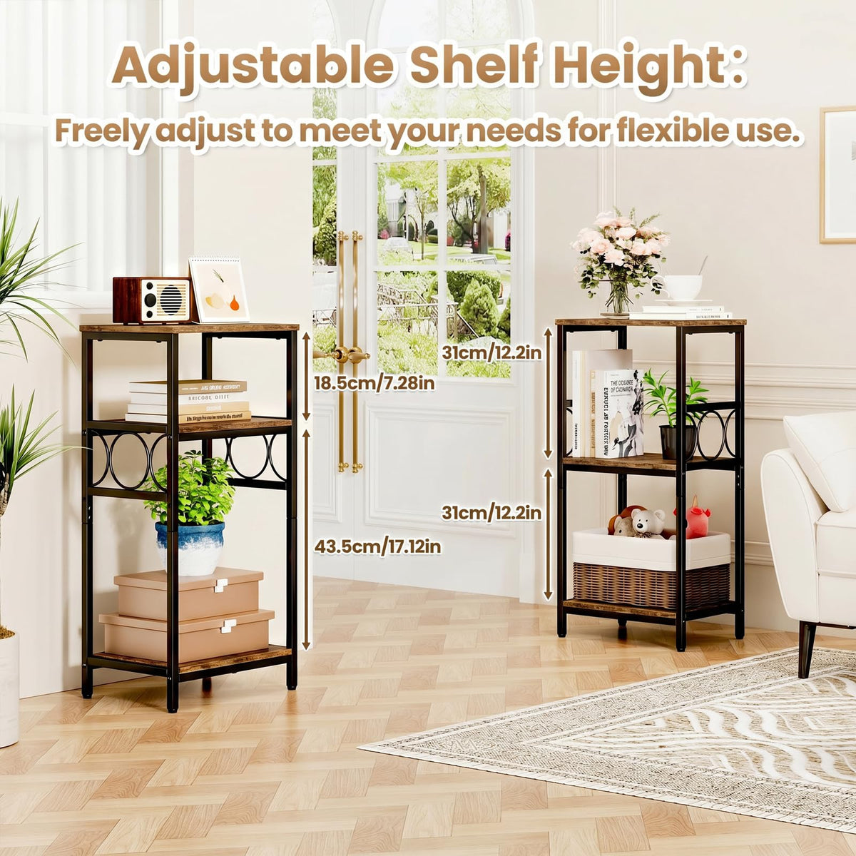 3-Tier Side Table with Adjustable Shelf C9408