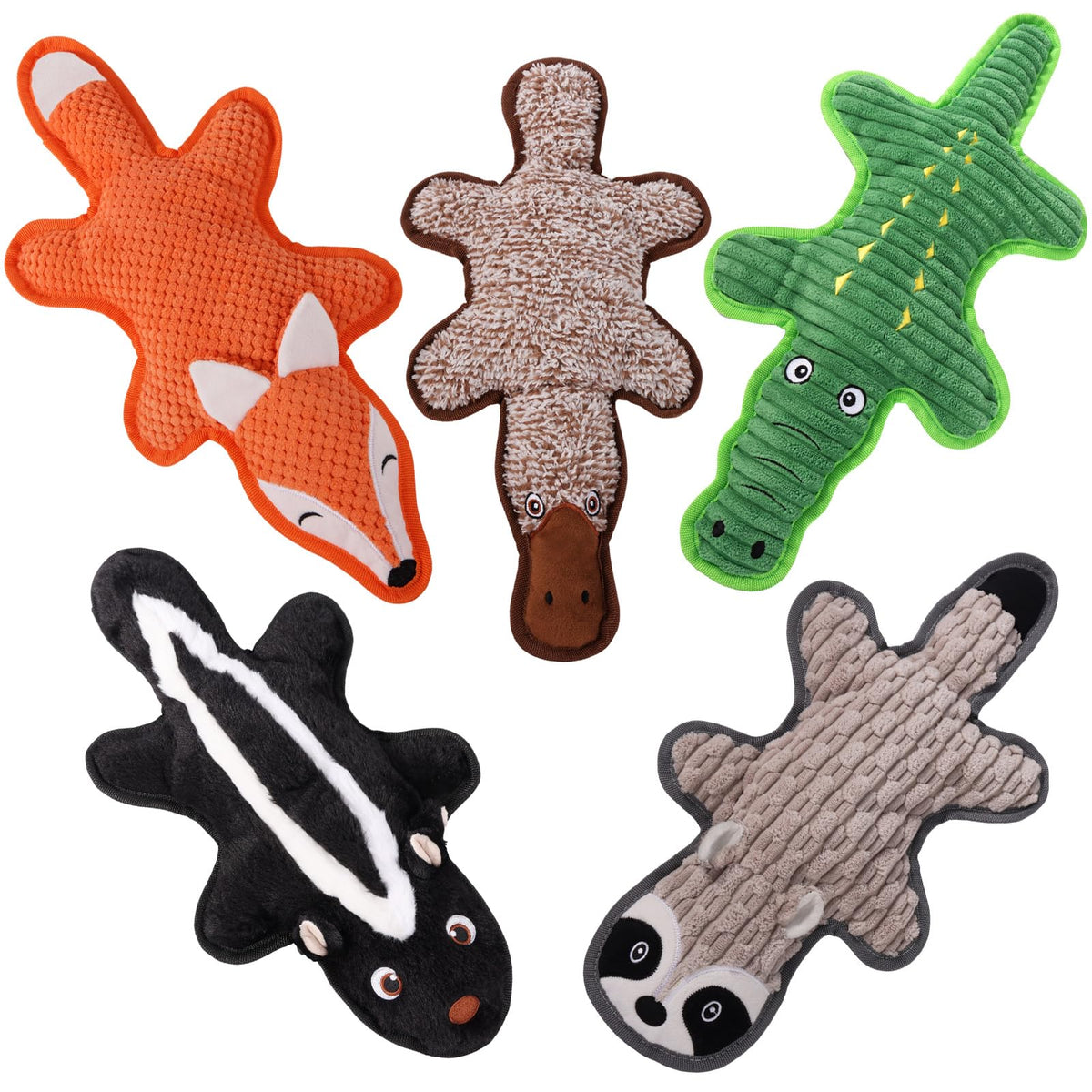 5 Pack Squeaky Plush Dog Toys with Crinkle Paper F750