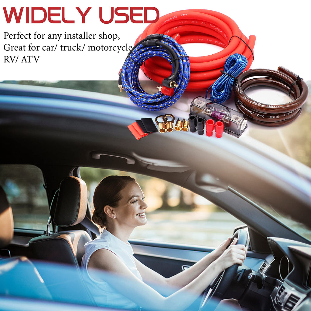 0 Gauge 3000 Watt Amp Wiring Kit with Power RCA Speaker Wire F191