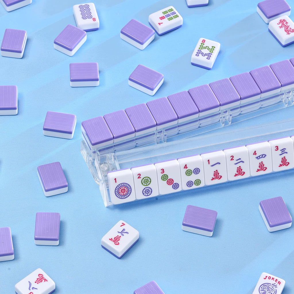 Purple 166 Tile Mahjong Set with Racks and Bag U28261