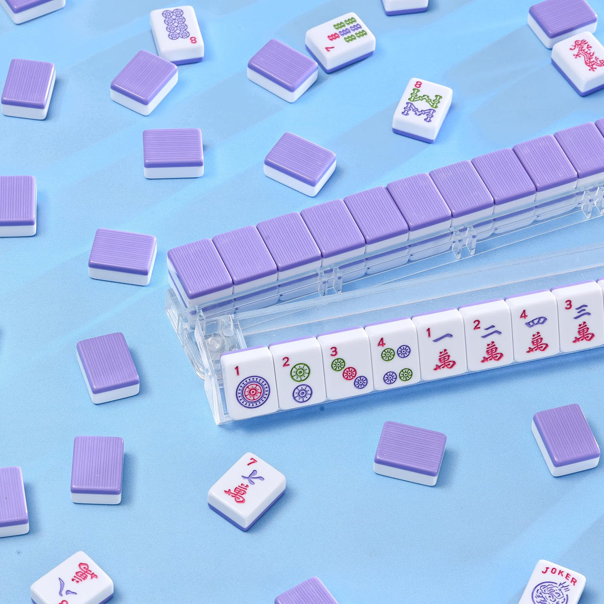 Purple 166 Tile Mahjong Set with Racks and Bag U28261