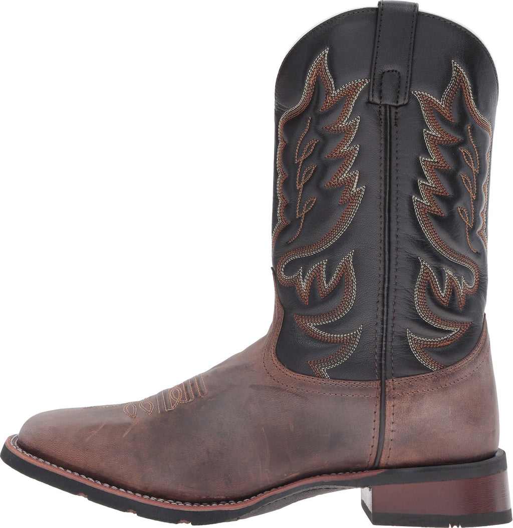 Brown Mid Calf Square Toe Pull On Boots J308870