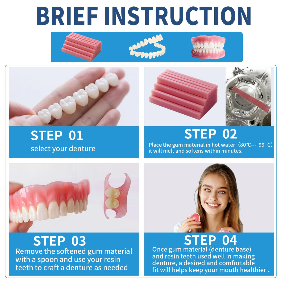 DIY Denture Full Set of Top and Bottom Fake Teeth I6473