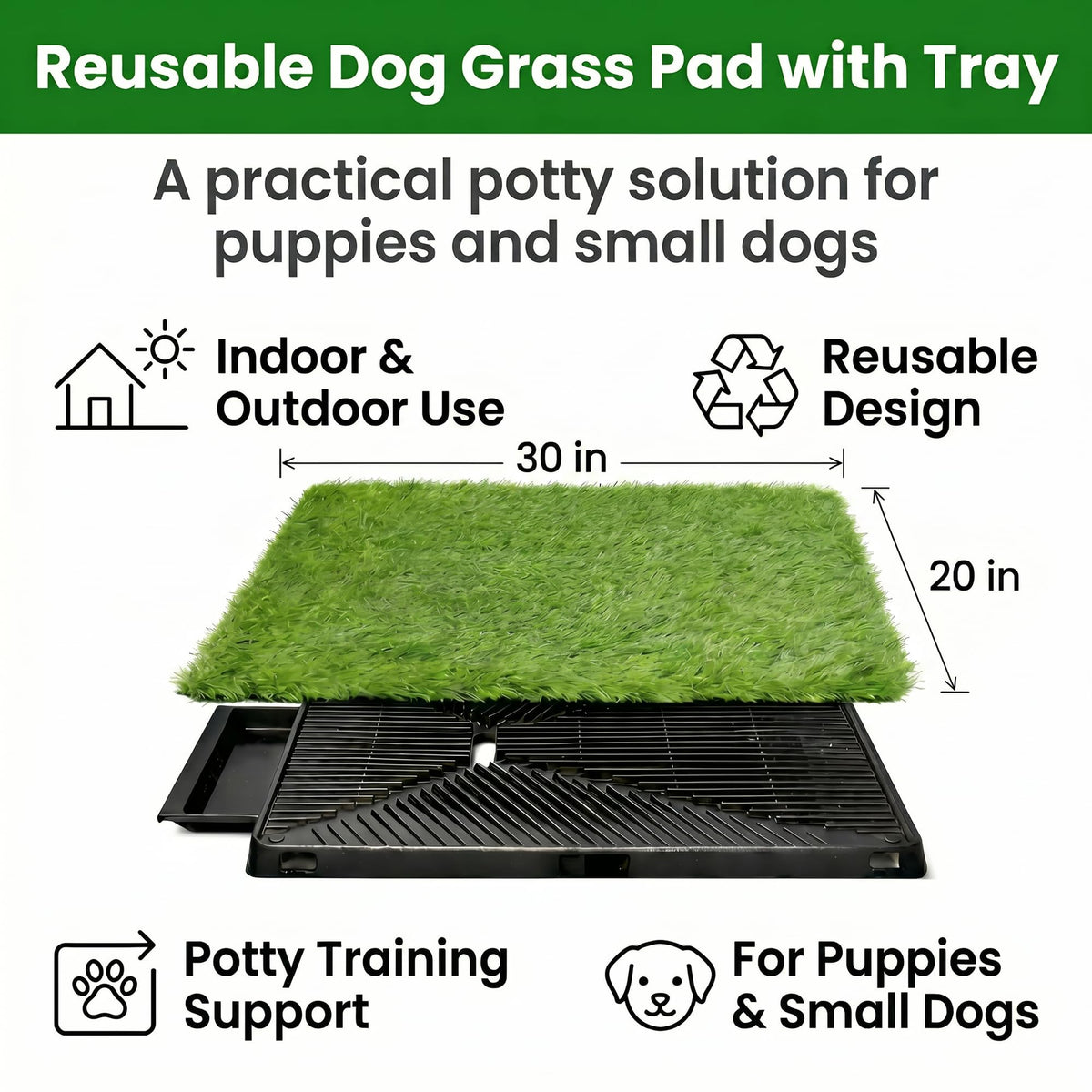 Dog Potty Grass Pads, 2 Pack, 25 x 20 in Turf X24970