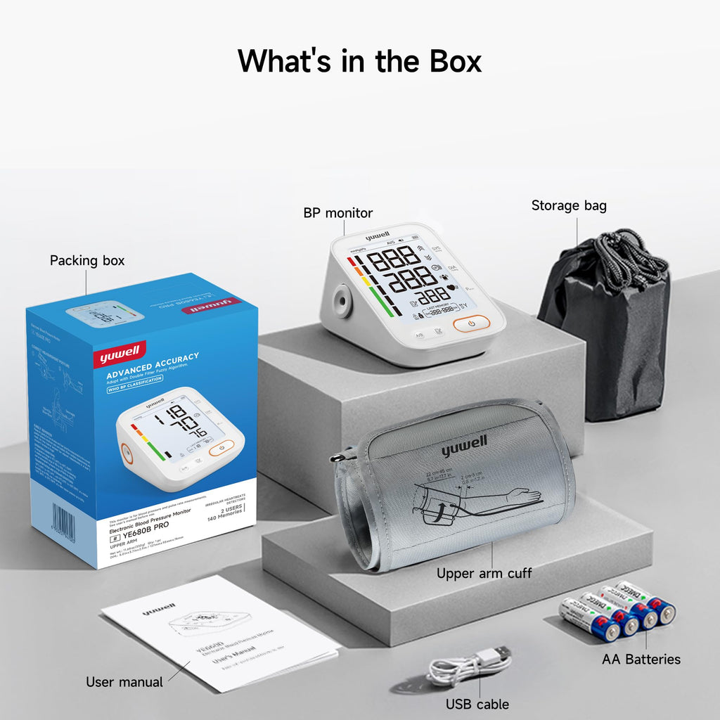 Upper Arm Blood Pressure Monitor with Adjustable Arm Cuff and Backlit Display U600