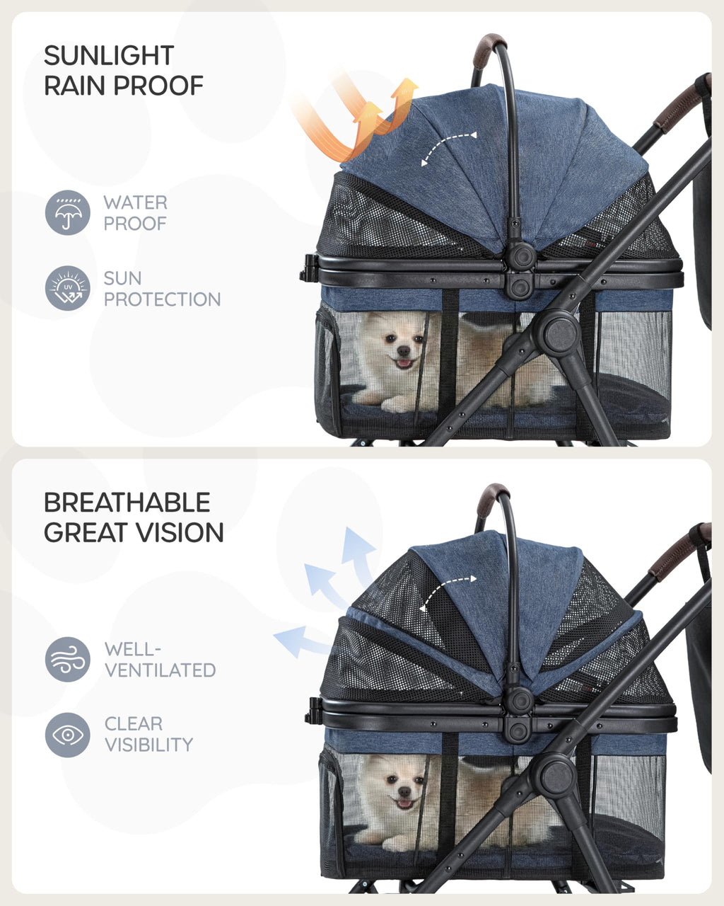 Foldable Pet Stroller with Detachable Carrier X560