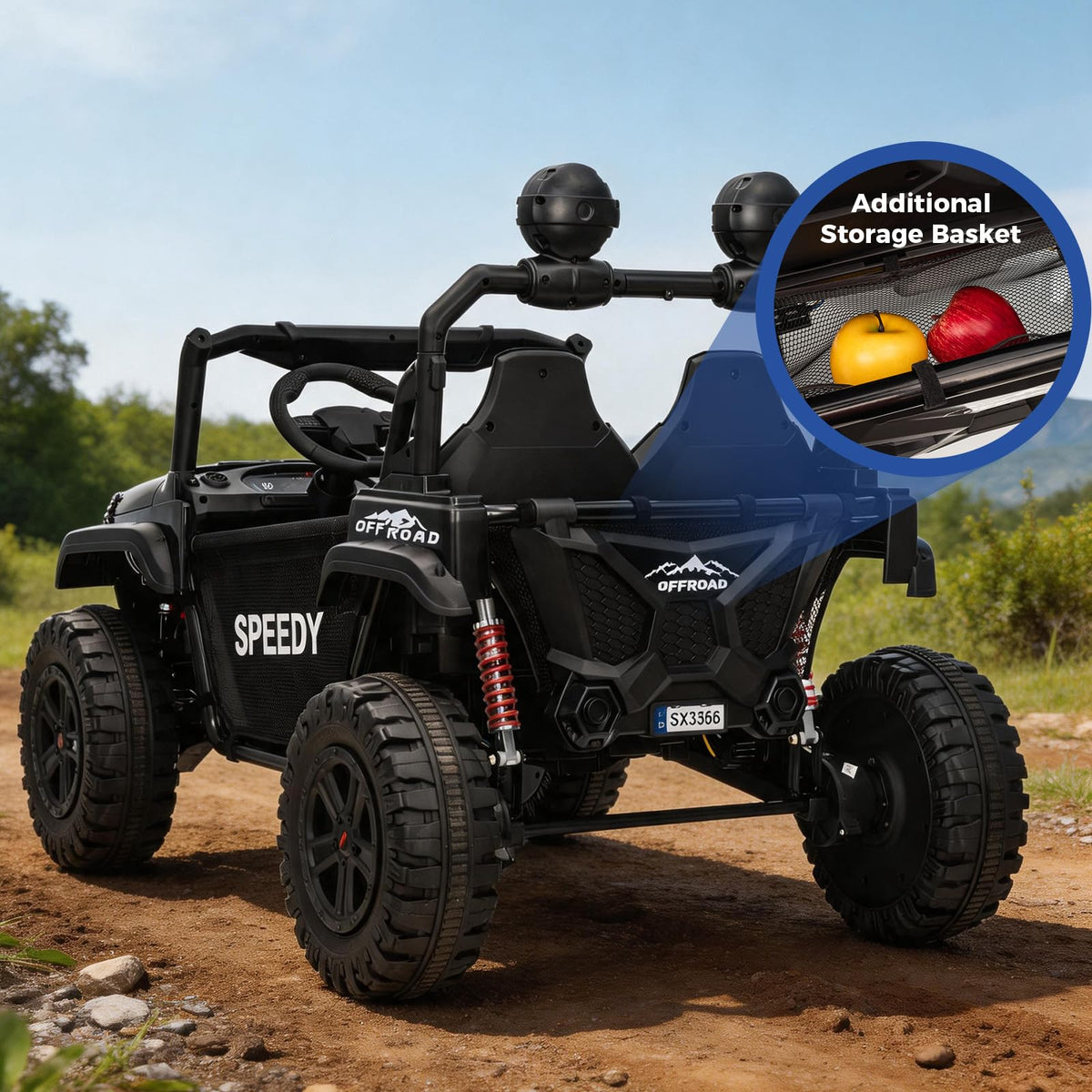 Black 24V 2 Seater Ride On Truck Car with Remote Control J8292