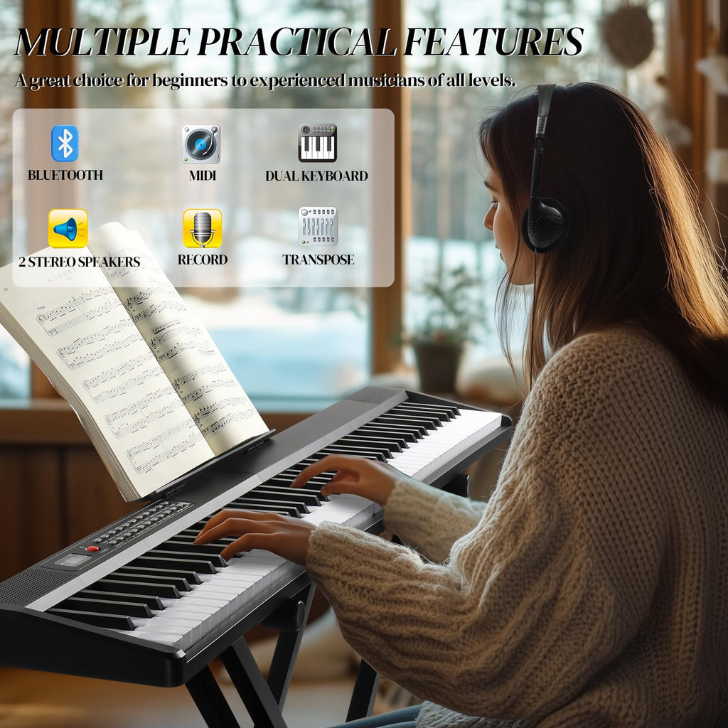 88 Key Foldable Electronic Keyboard Piano with Stand B748651