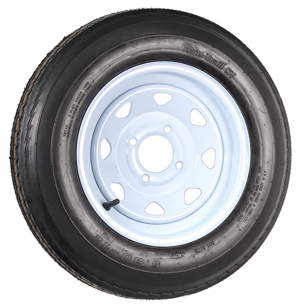 Trailer Tire Rim Assembly 5.30-12 Load B 4 Lug White E367928